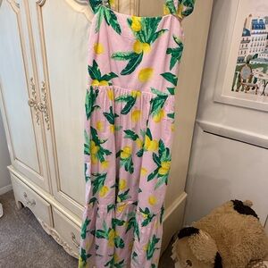 J. Crew Pink Dress with Lemon and Leaf Print